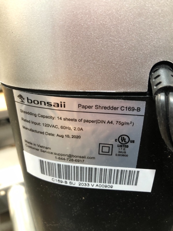 Photo 1 of Bonsaii EverShred C169-b 14-Sheet Cross-Cut Heavy Duty Paper Shredder with 30