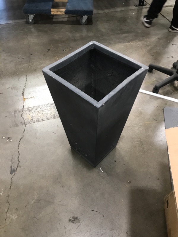 Photo 2 of ****SMALL CRACKS**** 24.4" Kante Lightweight Modern Tapered Concrete Rectangular Planter Charcoal Black - Rosemead Home & Garden, Inc.