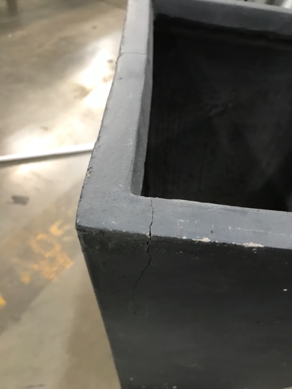 Photo 3 of ****SMALL CRACKS**** 24.4" Kante Lightweight Modern Tapered Concrete Rectangular Planter Charcoal Black - Rosemead Home & Garden, Inc.