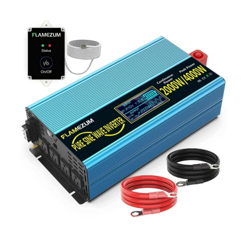 Photo 1 of ***NOT TESTED*** FLAMEZUM 24 Volt 2000W/4000W Pure sine Wave Power Inverter DC 24V to AC120V, ...
