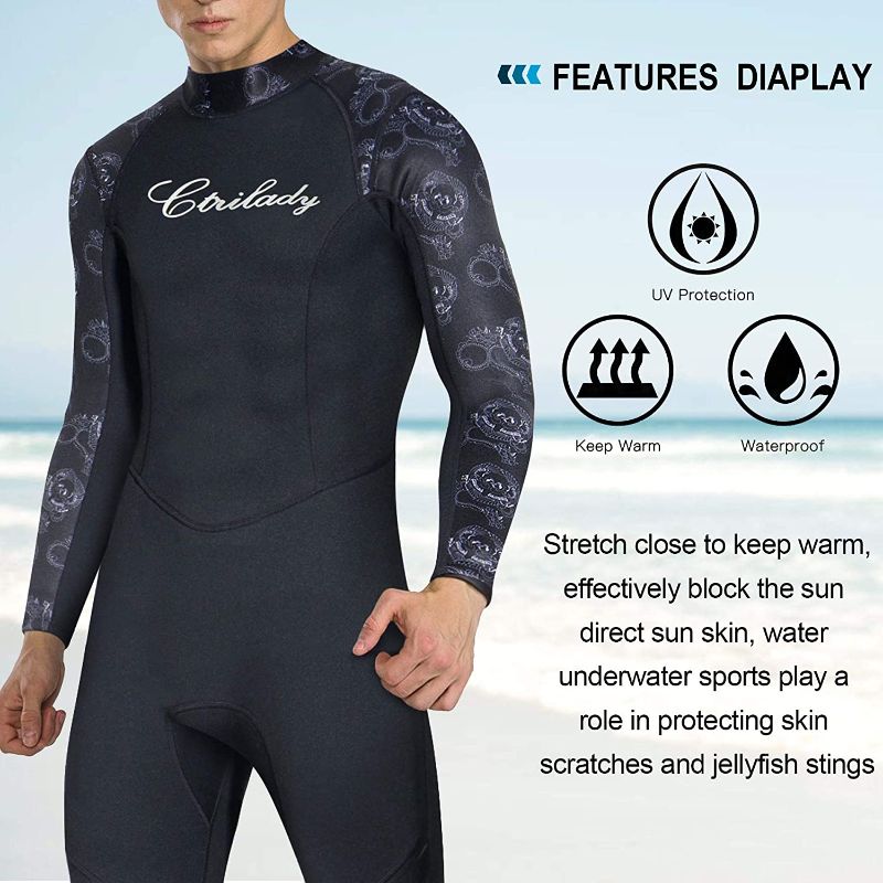 Photo 1 of CtriLady Wetsuits, Men Guardian 1.5mm Neoprene Full Scuba Diving Suits, Surfing Swimming Long Sleeve Suits Keep Warm Back Zip for Diving Kayaking Swimming Snorkeling
