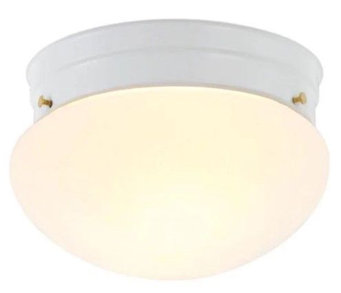 Photo 1 of 
Hampton Bay
7 in. 1-Light White Mushroom Flush Mount