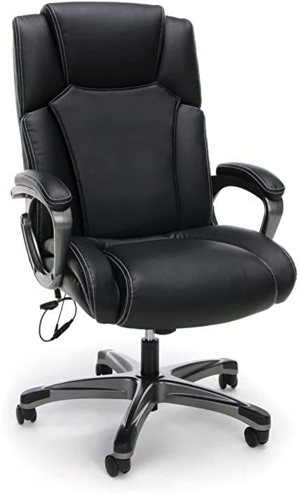 Photo 1 of OFM Essentials Collection Heated Shiatsu Massage Bonded Leather Executive Chair, in Black