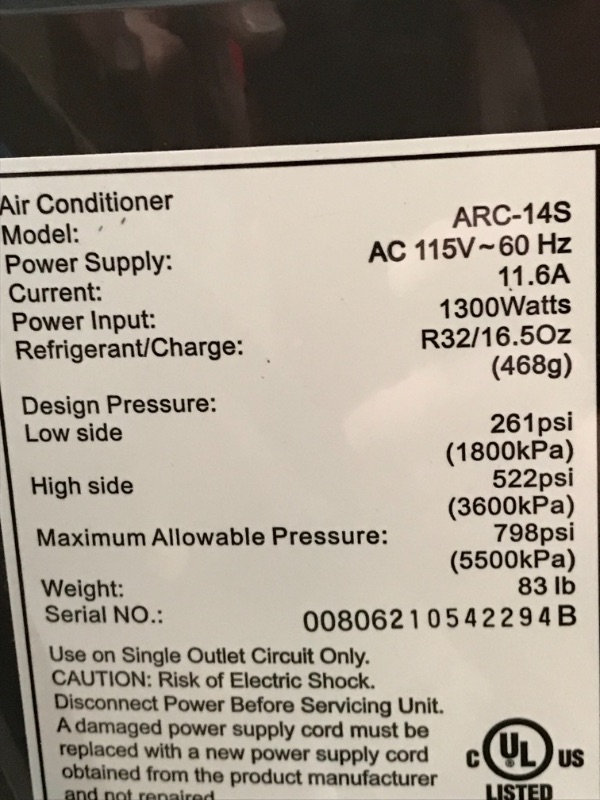 Photo 4 of Whynter ARC-14S 14,000 BTU Dual Hose Portable Air Conditioner, Dehumidifier, Fan with Activated Carbon Filter Plus Storage Bag for Rooms up to 500 sq ft, Platinum and Black TESTED AND FUNCTIONS