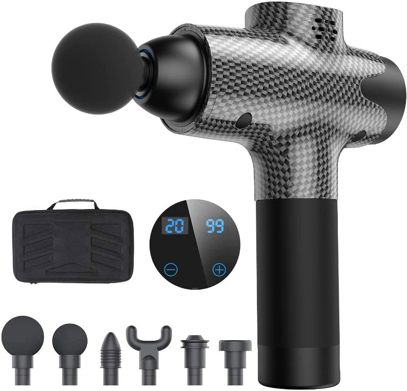 Photo 1 of Massage Gun for Athletes, Upgrade Percussion Muscle Massage Gun for Athletes, Handheld Deep Tissue Massager (Black),Electric Cordless Body Massage Gun with 20 Speeds and 6 Strong Elasticity Heads
