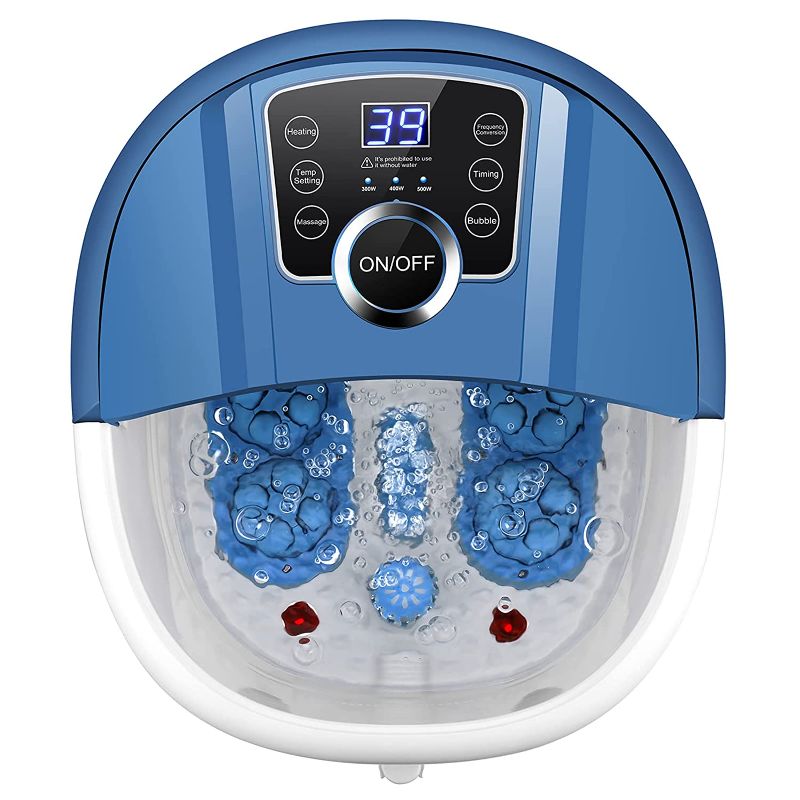 Photo 1 of Foot Spa Massager with Heat and Massage,16 Motorized Rollers, O2 Bubbles,Infrared Light,Frequency Conversion,Adjustable Temperature/Time,Heated Foot Bath at Home/Office(Blue)
