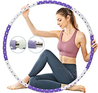 Photo 1 of Fitness Weighted Hula Hoop for Adults Exercise 3 lb, Workout Hula Hoop Women Men for Weight Loss, Slimming Hula Hoop for Home Working Out, 8 Sections Adjustable Weights and Soft Foam Padded Design
