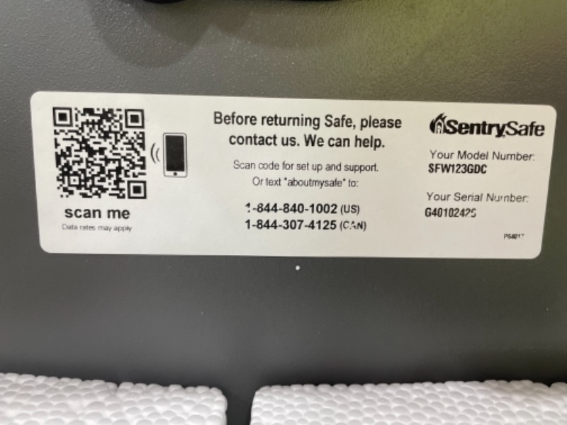 Photo 4 of SentrySafe SFW123GDC Fireproof Waterproof Safe with Digital Keypad, 1.23 Cubic Feet, Gun Metal Gray 19.3 x 16.3 x 17.8 inches

