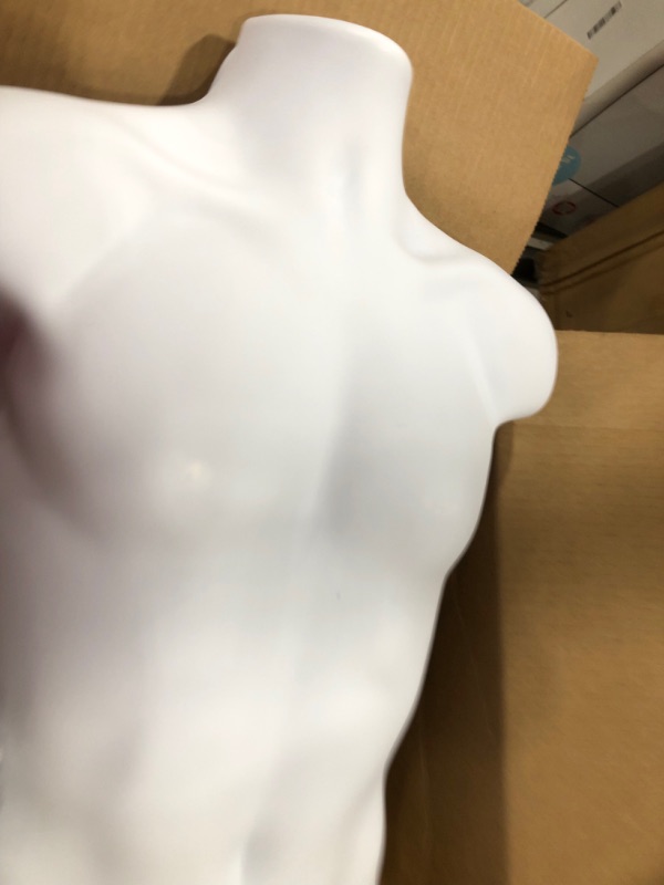 Photo 1 of DisplayTown Mannequin Forms Male and Female Torso with Metal Stand and Hook for Hanging Pants, Waist Long, White
