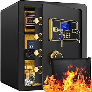 Photo 1 of 2.0 Cub Digital Fireproof Security Safe Box with Fireproof Waterproof Money Bag, Lock Box Safe with Inner Cabinet LED Light, Home Safe for Money Jewelry Documents
