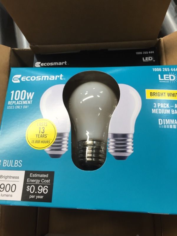 Photo 2 of 100-Watt Equivalent A15 Dimmable Appliance Fan Frosted Glass Filament LED Vintage Edison Light Bulb Bright White(4-Pack)