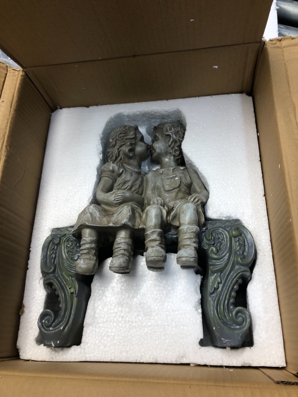 Photo 2 of  Little Girl and Boy Kissing Yard Miniature Figurine