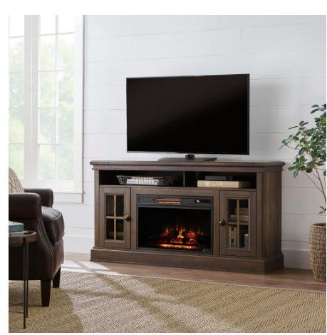 Photo 1 of 59 in. Freestanding Media Console Electric Fireplace 