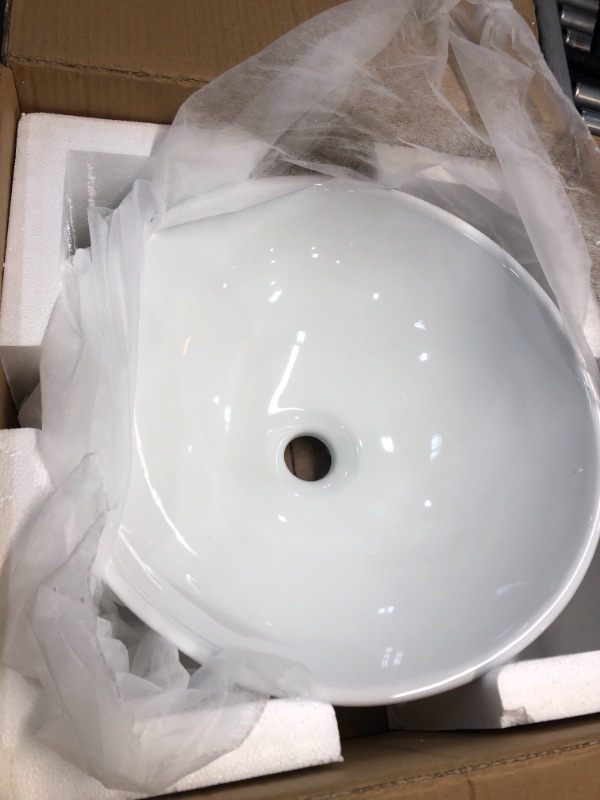 Photo 2 of 16 in. x 16 in. Vessel Sink Modern Bathroom Above Round Bowl in White Porcelain Ceramic Vessel Vanity Sink Art Basin