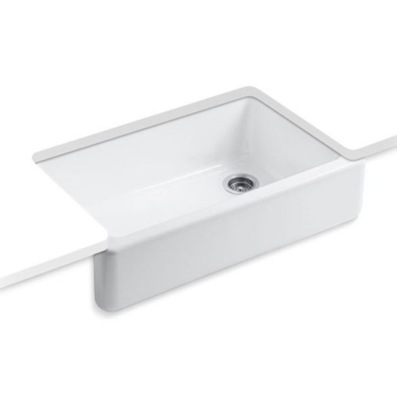 Photo 1 of Kohler Haven Self-Trimming 36 L X 22 W Farmhouse Kitchen Sink Cast Iron in White, Size 9.675 H X 35.688 W X 21.563 D in | Wayfair K-6489-0
