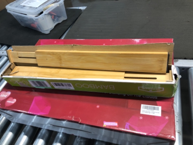 Photo 1 of Bamboo Drawer Dividers,Kitchen Adjustable Drawer Organizers, Expandable Spring Loaded Drawer Divider for Home, Office, Dressers, Bathroom