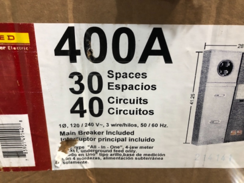 Photo 4 of Square D Homeline 400 Amp 30-Space 40-Circuit Outdoor Ring-Type Underground Main Breaker CSED with Class 320
