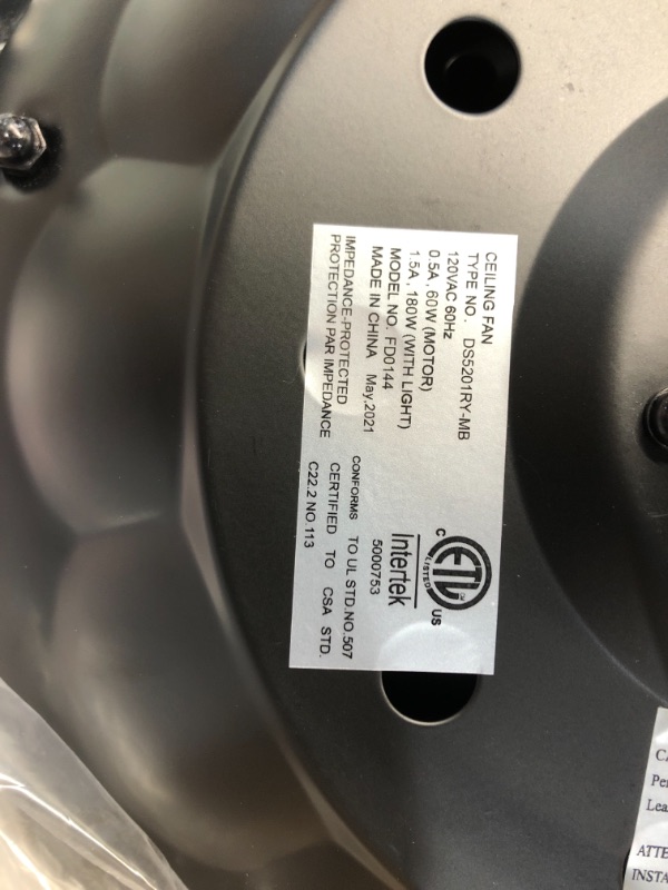 Photo 1 of 52 in Indoor Matte Black Ceiling Fan