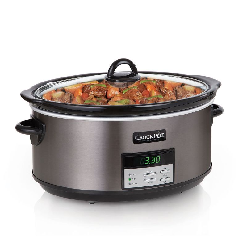 Photo 1 of Crock Pot 8 Quart Programmable Slow Cooker, Black Stainless Steel SCCPVFC800-DS
