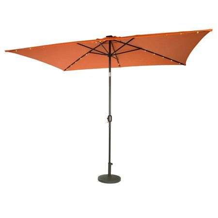 Photo 1 of Rectangular Solar Powered LED Lighted Patio Umbrella - 10' X 6.5' - by Trademark Innovations (Orange)

