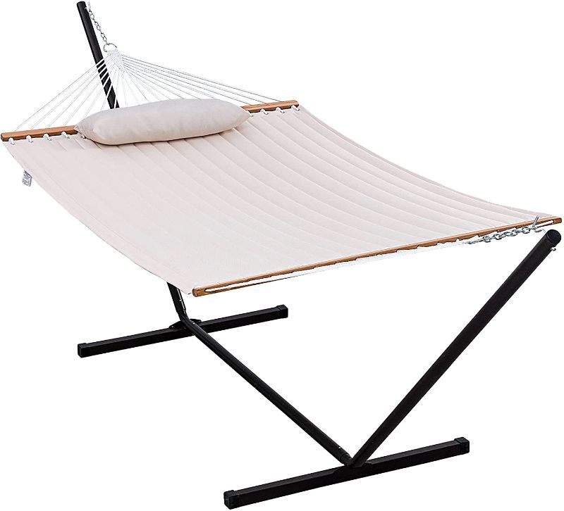 Photo 1 of **SIMILAR TO STOCK PHOTO**
Lazy Daze Hammocks with Sturdy Stand - 2 Person Hammock - Outdoor & Indoor Flat hammocks for Outside with Stand,Weights up to 450 LBS, Extra Soft Pillow, Beige
