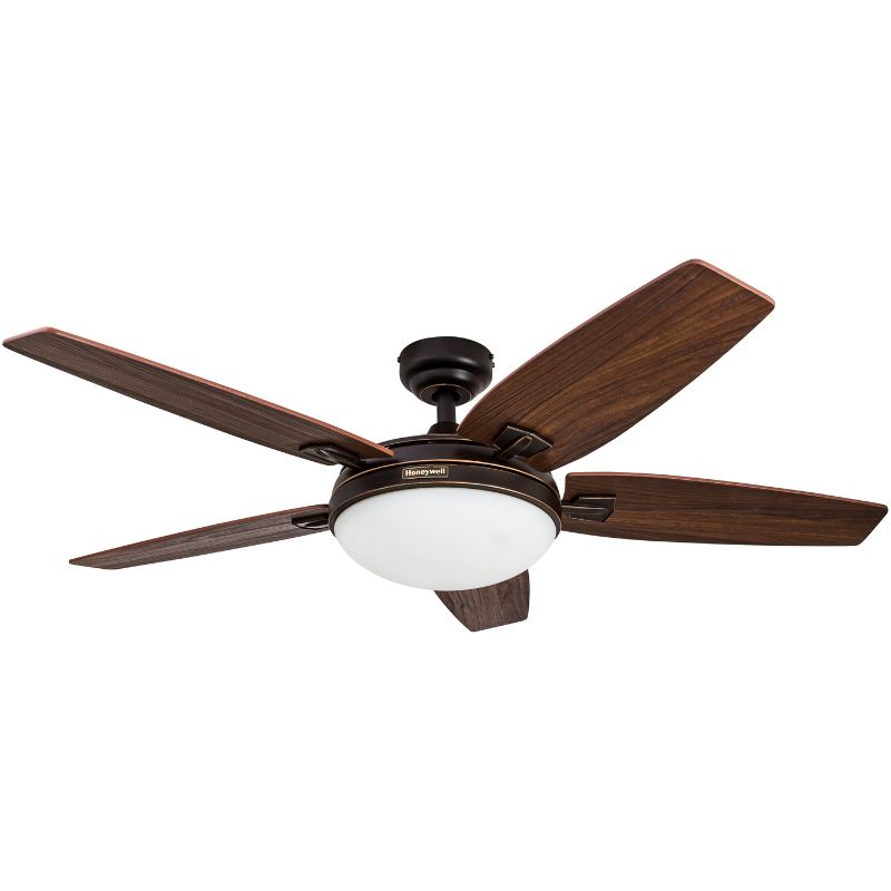 Photo 1 of 48" Honeywell Carmel Oil Rubbed Bronze Ceiling Fan with Integrated Light and Remote
