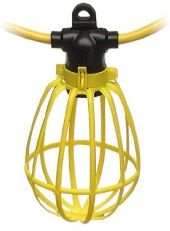 Photo 1 of 100 Foot Outdoor Yellow Commercial Contractor-Grade Plastic Cage String Lights 100FT 10 Sockets
