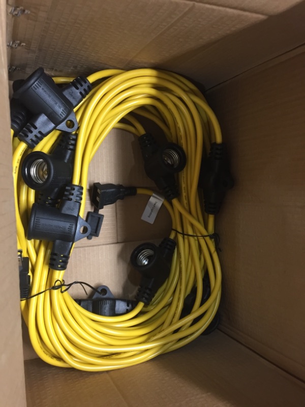 Photo 2 of 100 Foot Outdoor Yellow Commercial Contractor-Grade Plastic Cage String Lights 100FT 10 Sockets
