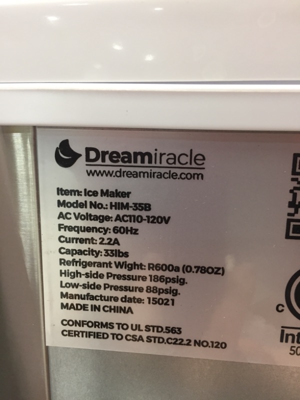 Photo 5 of *NOT THE SAME COLOR AS STOCK PHOTO*
Dreamiracle Ice Maker Machine Countertop, 26 lbs in 24 Hours, Self-cleaning Ice Maker Countertop, 9 Cubes Ready in 8 Mins, Electric Ice Maker 
Stainless steel*