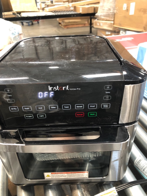 Photo 1 of ***broken handle*** Instant Vortex Pro 10 Quart Air Fryer, Rotisserie and Convection Oven, Air Fry, Roast, Broil, Bake, Toast, Reheat and Dehydrate, 1500W, Stainless Steel and Black
