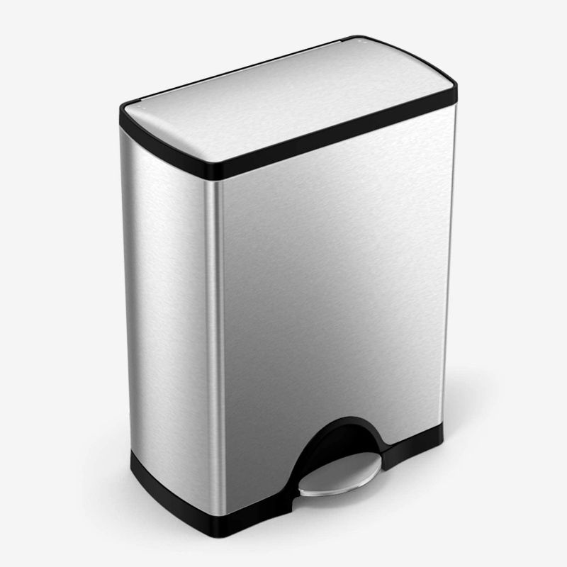 Photo 1 of ****NEEDS CLEAN**** simplehuman 50 Liter / 13.2 Gallon Rectangular Kitchen Step Trash Can, Brushed Stainless Steel
