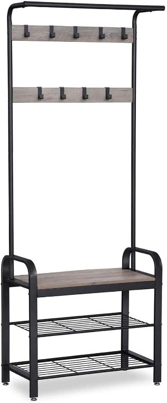 Photo 1 of ***PARTS ONLY*** VASAGLE Coat Rack, Hall Tree with Shoe Bench for Entryway, Industrial Accent Furniture with Steel Frame, 3-In-1 Design, Easy Assembly, Greige and Black UHSR40MB
