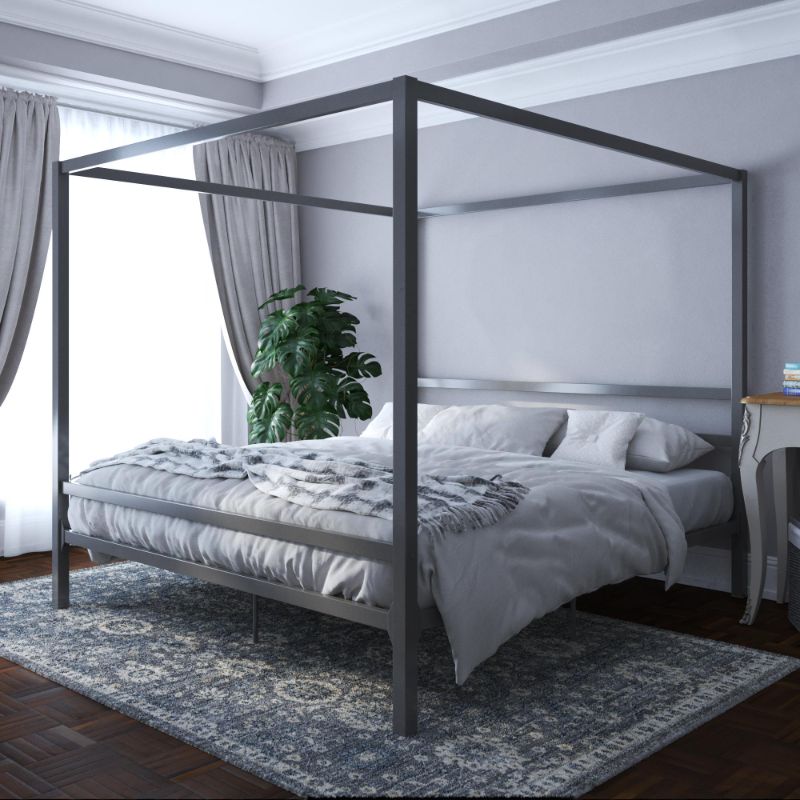 Photo 1 of **PARTS ONLY*** DHP Modern Canopy Gunmetal Grey Metal Bed, King
