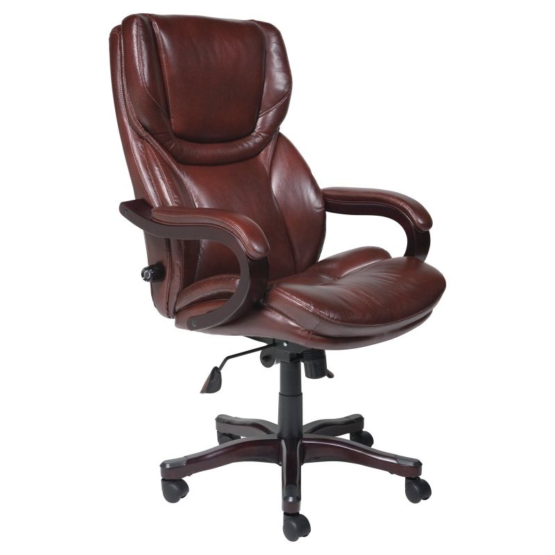 Photo 1 of Serta Executive Brown Bonded Leather Big and Tall Office Chair
