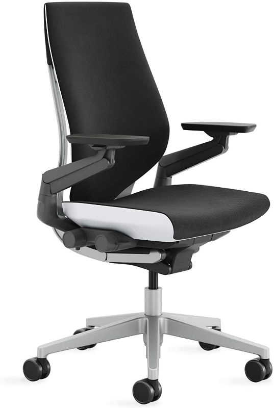 Photo 1 of Steelcase Gesture Office Chair - Cogent: Connect Licorice Fabric, Low Seat Height, Shell Back, Light on Light Frame, Polished Aluminum Base
