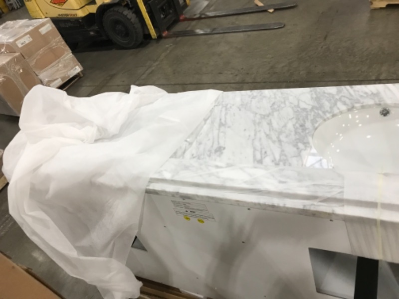 Photo 7 of ** SOLD ON WHOLE PALLET*** NO RETURNS NO REFUNDS***
Windlowe 73 in. W x 22 in. D x 35 in. H Bath Vanity in White with Carrara Marble Vanity Top in White with White Sink
