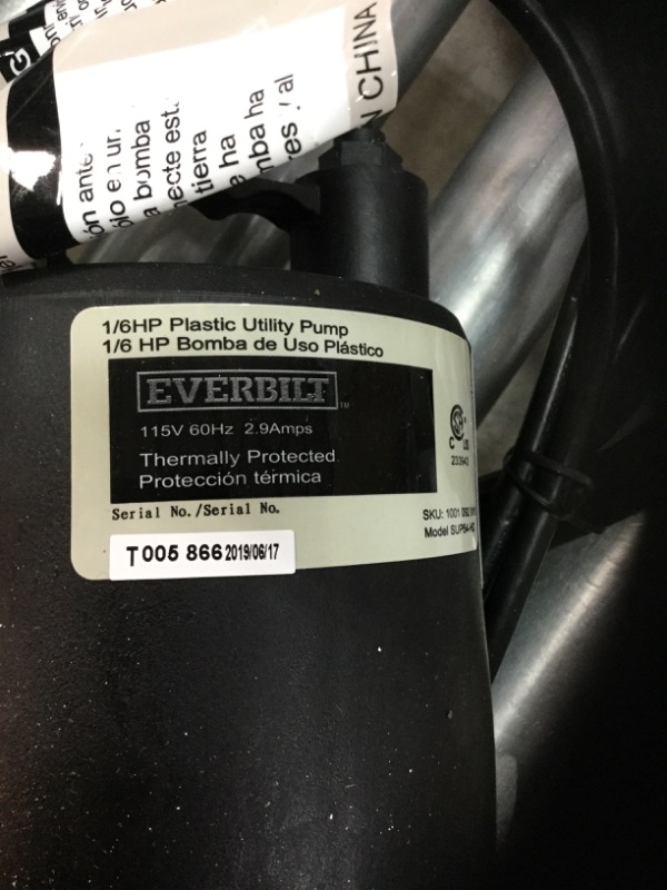 Photo 3 of 1/6 HP Plastic Submersible Utility Pump
***WEAR AND TEAR***