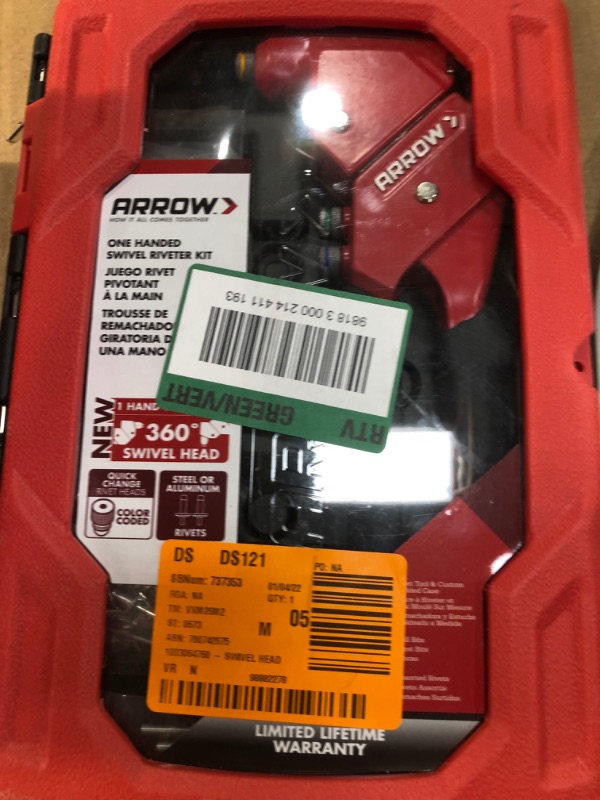 Photo 3 of Arrow RT187SHK 1-Handed Swivel Riveter Kit