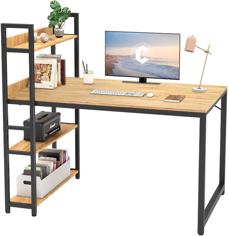 Photo 1 of Computer Desk 47 inch with Storage Shelves Study Writing Table for Home Office, Modern Simple Style, Natural WITH WHITE FRAME
**STOCK PHOTO IS SIMILAR--NOT EXACT**