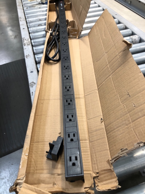 Photo 2 of Amazon Basics Heavy Duty Metal Surge Protector Power Strip with Mounting Brackets - 16-Outlet, 840-Joule (15A On/Off Circuit Breaker),Black
