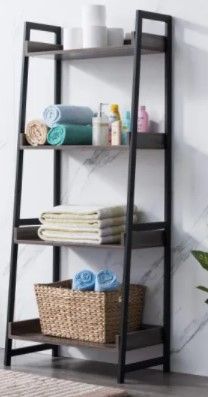 Photo 1 of  Living Room Bathroom 4-Tier Bookshelf Industrial Ladder Shelf Bookshelves Vintage Bookcase Storage Rack Shelves WHITE 