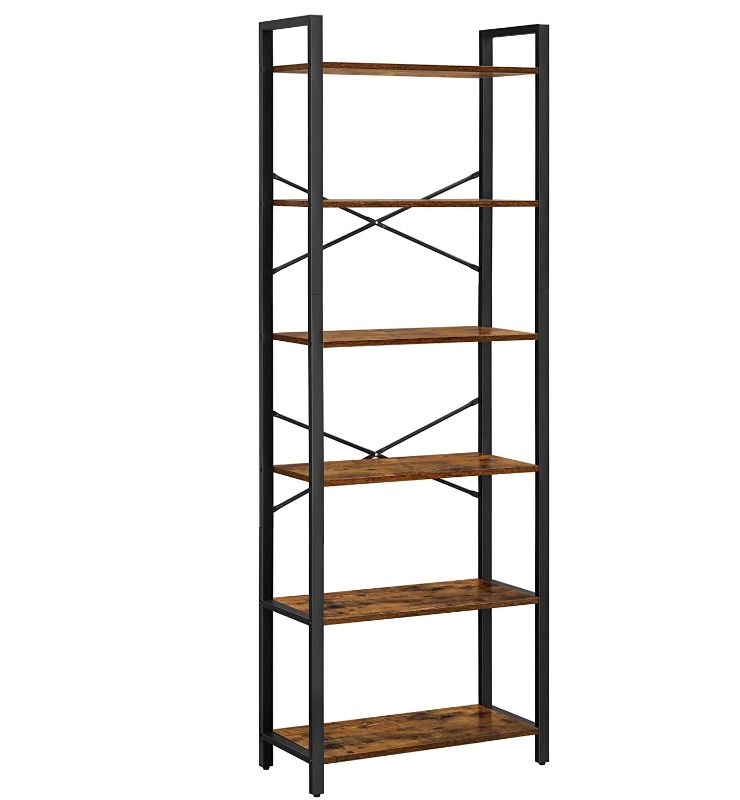 Photo 1 of  6-Tier Bookshelf, Home Office Bookcase, Storage Rack with Steel Frame, for Living Room, Office, Study, Hallway SIMILAR TO STOCK PHOTO 