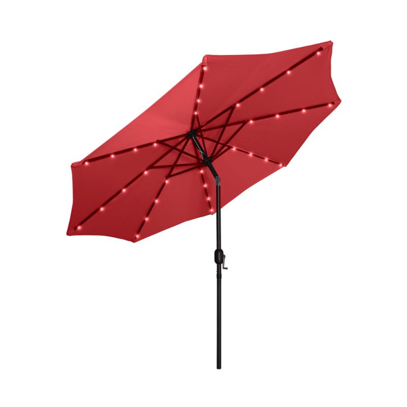 Photo 1 of  9 Ft Outdoor Patio Solar LED  Umbrella, Red
