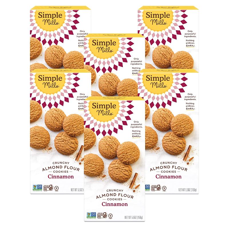 Photo 1 of Simple Mills Almond Flour Cinnamon Cookies, Gluten Free and Delicious Crunchy Cookies, Organic Coconut Oil, Good for Snacks, Made with whole foods, 6 Count BEST BY 7 21 2021