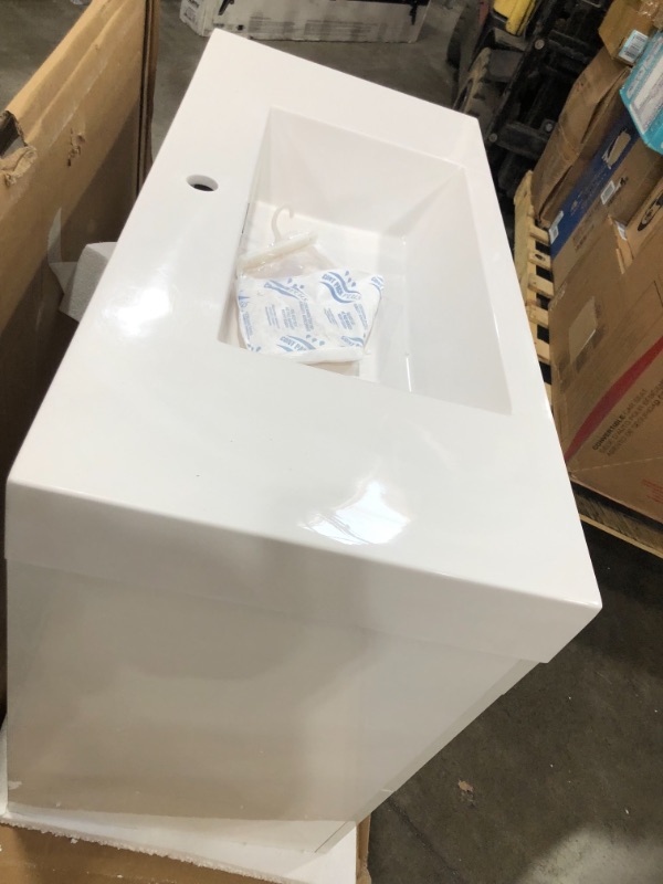 Photo 4 of Alya Bath AT8041W Ripley Collection AT-8041-W 39" Single Sink Bathroom Vanity with 4 Drawers, 1 Door, Pure White Acrylic Countertop, Acrylic Resin Sink, Brushed Chrome Hardware, Medium-Density Fiberboard (MDF) and Wood Veneer Material in White Finish

