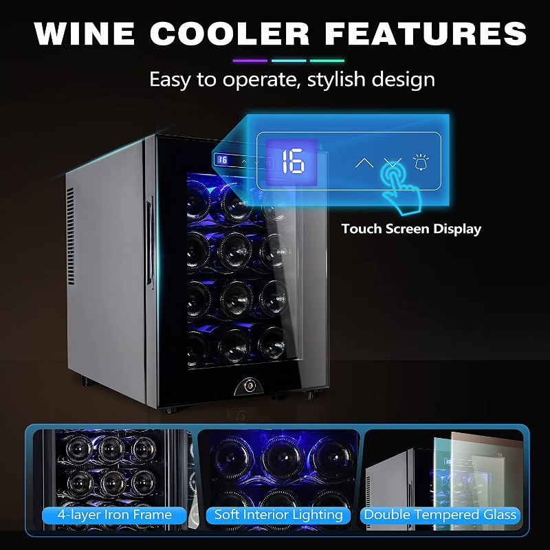 Photo 1 of 12 Bottle Wine Cooler Refrigerator,Wine Fridge Freestanding with Lock & Digital Temperature Control Fridge Glass Door,Mini Wine Cabinet for Red, White, Champagne or Sparkling
