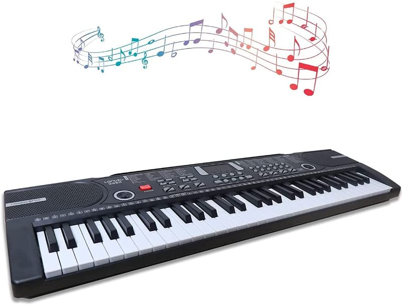 Photo 1 of LANDZO 61 Key Keyboard Piano Portable Electronic Keyboard Digital Music Keyboard with Music Stand Microphone Headphone for Beginners (Black 61)
