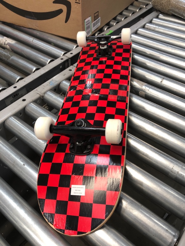 Photo 3 of 
Krown Rookie Checker Skateboard - Pro Style Quality - Maple 7-Ply Deck, Aluminum Trucks, Urethane Wheels, Precision Bearings - The Perfect Beginners First Board
Color:Black/Red
Size:7.75"