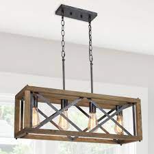 Photo 1 of 4-Light Farmhouse Wood Cage Black Island Chandelier Brown Modern Industrial Ceiling Light for Kitchen Dining Room
SIMILAR TO PHOTO