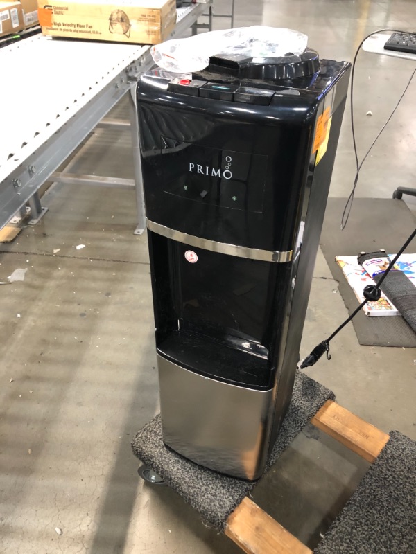 Photo 2 of Primo Top Loading Water Cooler - 3 Temperature Settings, Hot, Cold & Cool - Energy Star Rated Water Dispenser with Child-Resistant Safety Feature Supports 3 or 5 Gallon Water Jugs [Black w/Stainless]
